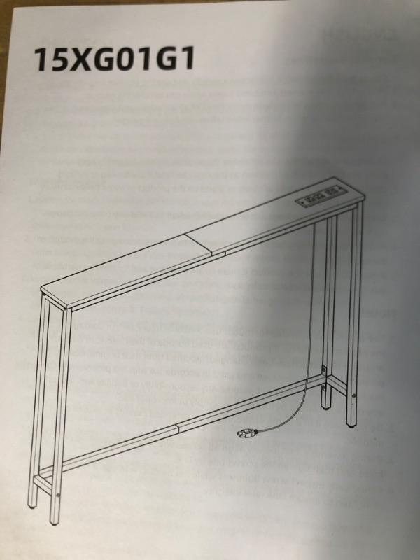 Photo 3 of HOOBRO Console Table with Charging Station, 47.2” Narrow Entryway Table with Power Outlets 