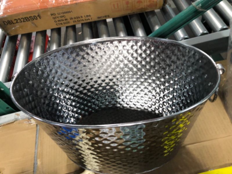 Photo 3 of  Metal Drink Ice Bucket 17 Quarts Stainless Steel Beverage Tub Heavy Duty Ice and Drink Bucket