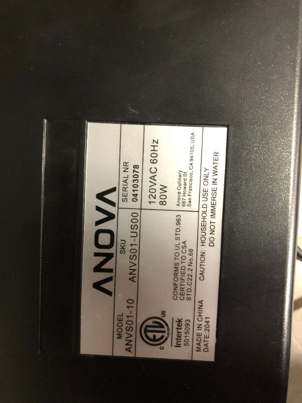 Photo 4 of ***LIGHTS UP WHEN PLUGGED IN - UNABLE TO TEST FURTHER***
Anova Culinary ANVS01-US00 Precision Vacuum Sealer