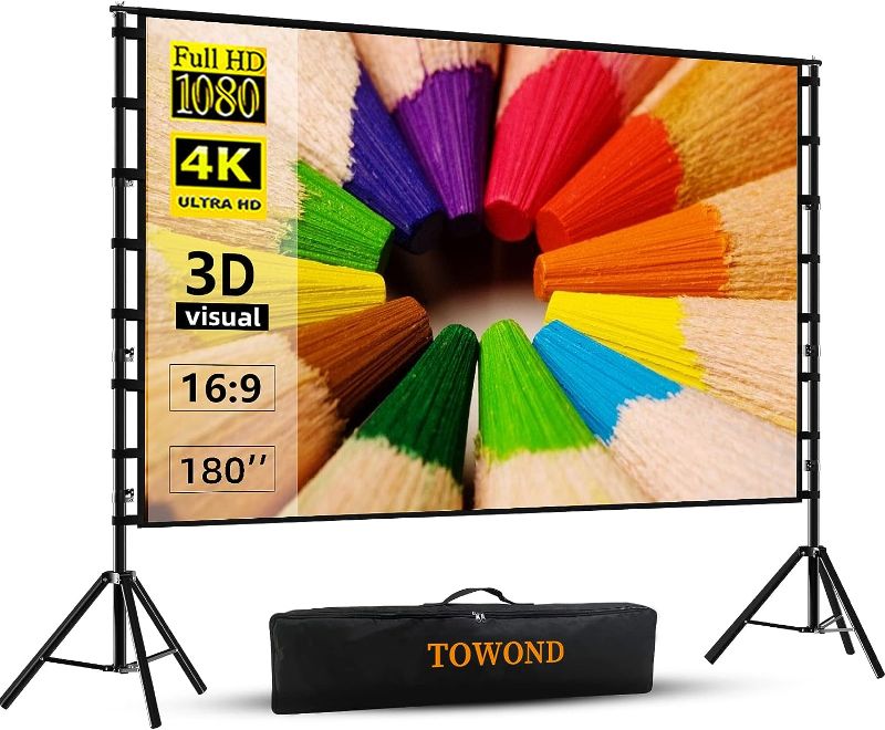 Photo 1 of  Projector Screen and Stand,TOWOND 180 inch Outdoor Projection Screen