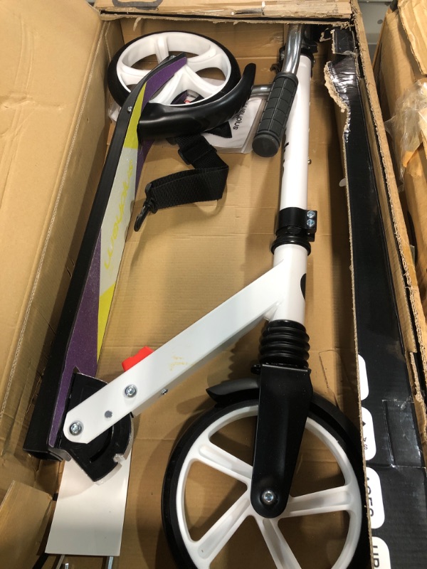 Photo 1 of * item used *
WAYPLUS Kick Scooter for Ages 6+,Kid, Teens & Adults. Max Load 240 LBS. Foldable, Lightweight, 