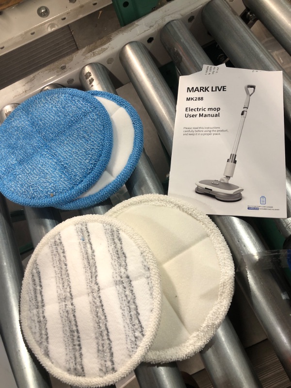 Photo 1 of MARK LIVE Electric Mop, Cordless Floor Cleaner, LED Headlight and Water Sprayer with 300ml Tank, Up to 60 Mins of Powerful Spin, Polisher for Hardwood, Tile and Laminate Floors, 6 Mop Pads