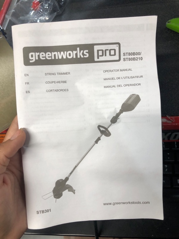 Photo 2 of **NOT TESTED** Greenworks 80V 13-inch String Trimmer, Battery and Charger Not Included 13" Trimmer (Tool Only) 13" Trimmer