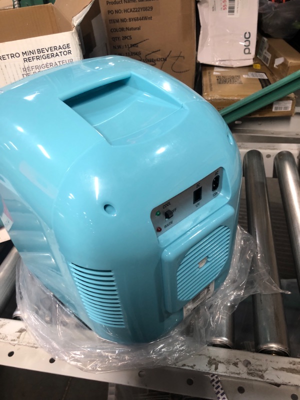 Photo 4 of *NOT TESTED** Frigidaire Retro Mini Fridge, 12/ 9 liters Cans Beverage Cooler, 100% Freon-Free & Eco Friendly Perfect for Home, Office, or Cars. Includes Plugs for Home Outlet & 12V Car Charger - Blue Blue Cooler