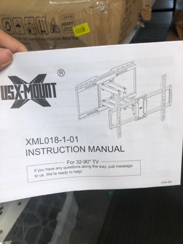 Photo 2 of [FOR PARTS]
USX MOUNT Full Motion TV Wall Mount Bracket fits for 32-90" TVs Holds up to 150lbs with Sliding Design 