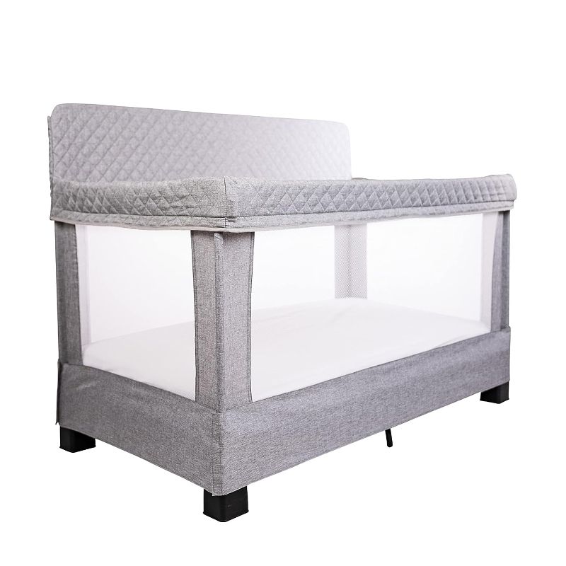 Photo 1 of Baby Delight Horizon Full Size Crib | Portable Baby Bed | Breathable Mesh Baby Crib | Luxe Quilted Fabric | Grey