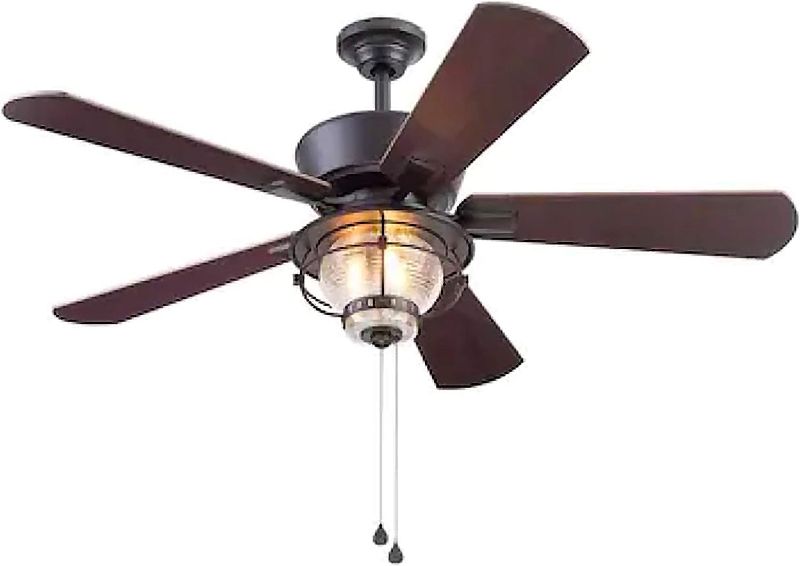 Photo 1 of *USED* PARTS ONLY* Harbor Breeze Merrimack II 52-in Matte Bronze LED Indoor/Outdoor Ceiling Fan with Light Kit (5-Blade)