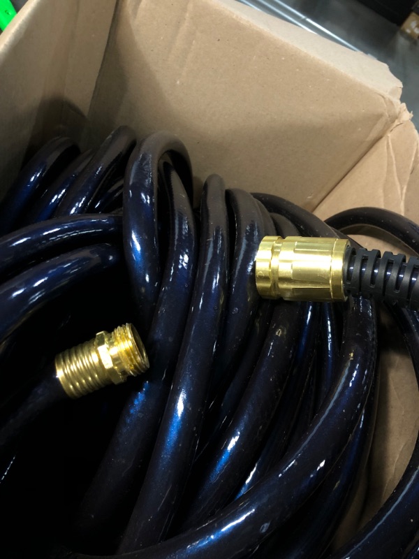 Photo 1 of *Stock photo reference only** Heavy Duty Garden Water Hose 5/8-Inch by 100-Feet  Solid Brass Fittings, Blue 100 FT 