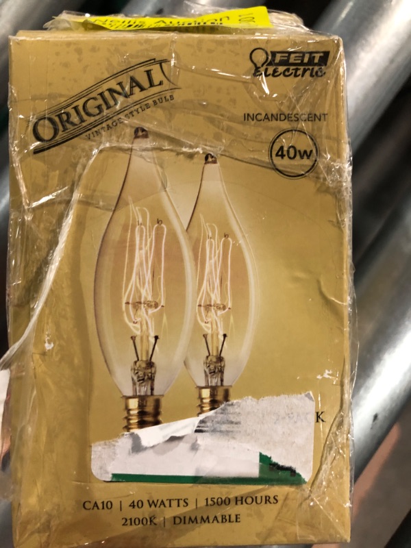 Photo 2 of 40-Watt CA10 Dimmable Filament Amber Glass E12 Candelabra Incandescent Vintage Edison Light Bulb, Warm White (4-Pack)