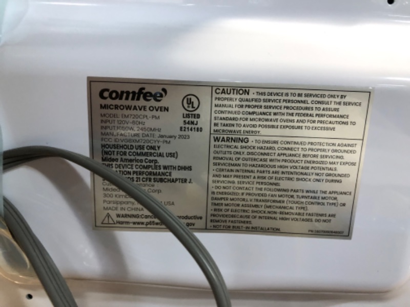 Photo 6 of **USED** COMFEE' EM720CPL-PM Countertop Microwave Oven with Sound On/Off, ECO Mode and Easy One-Touch Buttons