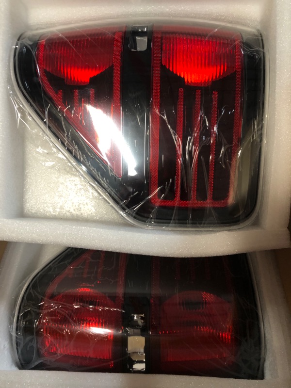 Photo 3 of GORWARE Tail Light Assembly Pair of LH & RH Taillight Compatible with 2009-2014 Ford F-150 Pickup Truck Tail Light Rear Brake Lamp Left & Right Side W/Black Trim Red Lens Housing Pair of Black