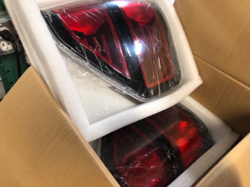 Photo 2 of GORWARE Tail Light Assembly Pair of LH & RH Taillight Compatible with 2009-2014 Ford F-150 Pickup Truck Tail Light Rear Brake Lamp Left & Right Side W/Black Trim Red Lens Housing Pair of Black