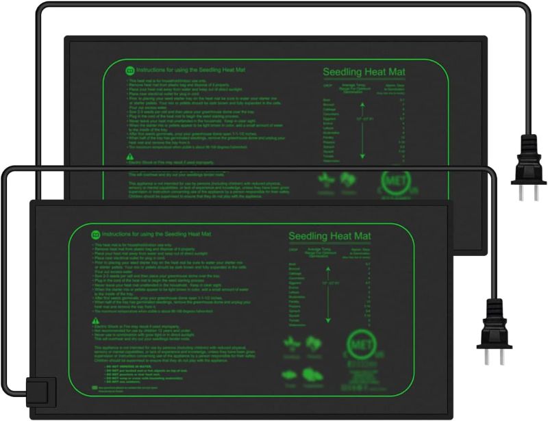 Photo 1 of 2 Pack 21W Seedling Heat Mat for Seed Starting,10" x 20.75" Waterproof Heating Pad for Indoor Plants Germination
