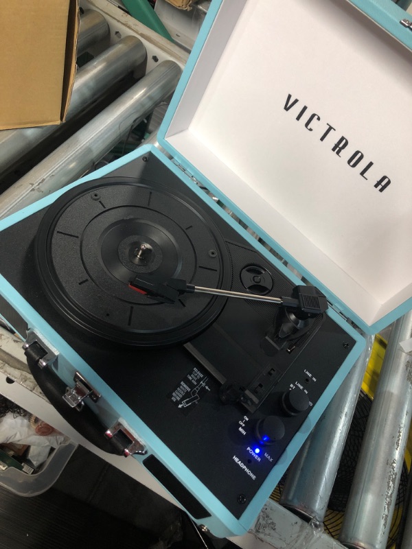 Photo 2 of *PARTS ONLY*Victrola Vintage 3-Speed Bluetooth Portable Suitcase Record Player Turquoise, 