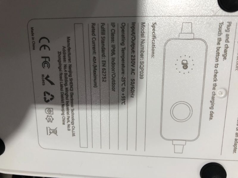 Photo 3 of WISSENERGY Level 2 EV Charger 40A 220V-240V Portable Electric Car Charger with 25FT Cable, EV Home Charging Station, SAE J1772 Connecter, NEMA 14-50 (40A?NEMA 14-50)