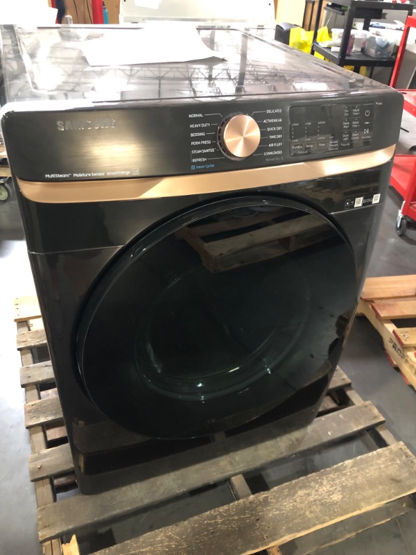 Photo 2 of ***UNABLE TO TEST - DENTED AND SCRATCHED***
Samsung 7.5-cu ft Stackable Steam Cycle Smart Electric Dryer (Brushed Black) ENERGY STAR