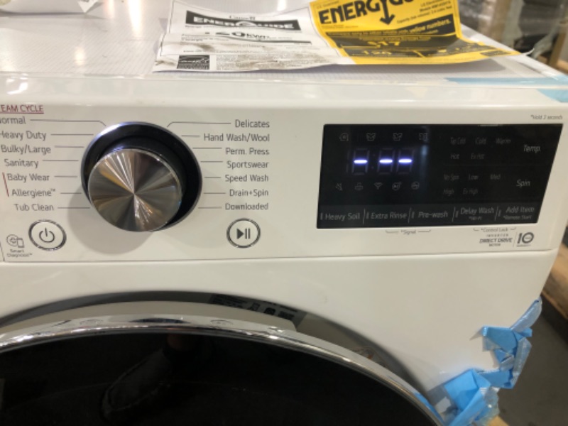 Photo 4 of LG 2.4-cu ft Stackable Steam Cycle Smart Front-Load Washer (White) ENERGY STAR