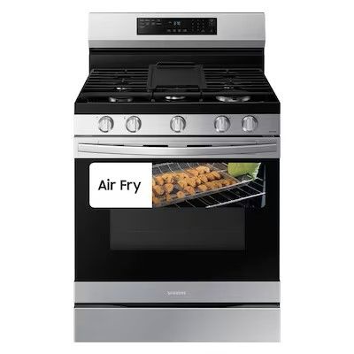 Photo 1 of Samsung 30-in 5 Burners 6-cu ft Self-cleaning Air Fry Convection Oven Freestanding Smart Natural Gas Range (Fingerprint Resistant Stainless Steel)