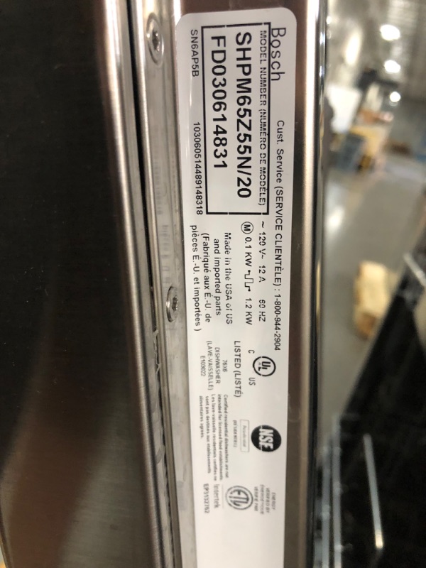 Photo 7 of Bosch 500 Series 24 in. Top Control Built-In Stainless Steel Dishwasher w/ Stainless Steel Tall Tub, AutoAir, 44dBA, 5-Cycles