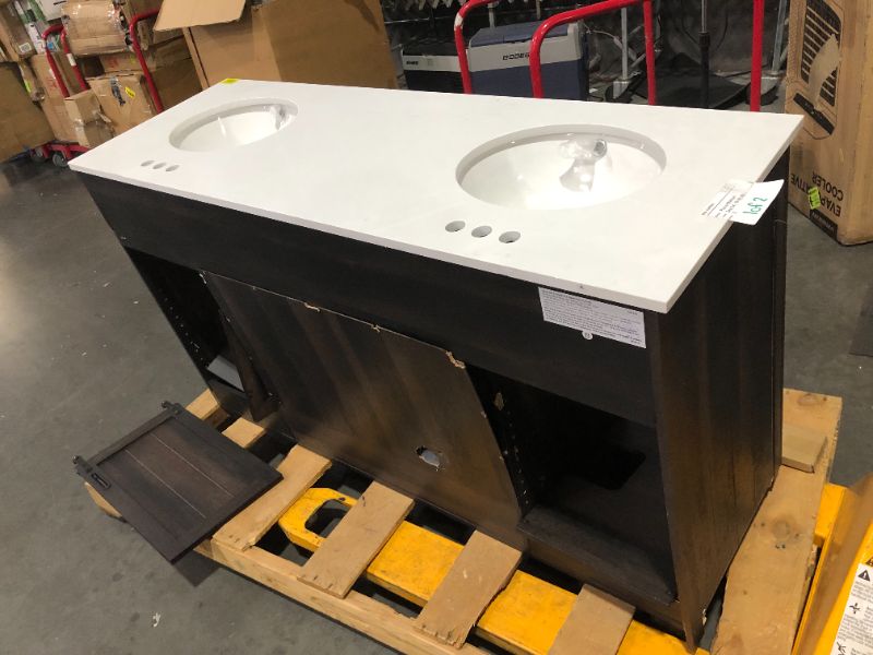 Photo 1 of **stock photo for reference only** 60x20 white counter top 2 15x12 undermount sinks