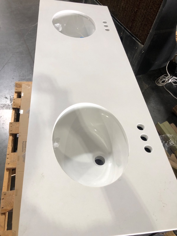 Photo 4 of **stock photo for reference only** 60x20 white counter top 2 15x12 undermount sinks