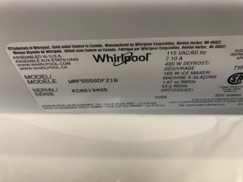 Photo 4 of ***SCRATCHED AND DENTED - SEE PICTURES***
Whirlpool 24.7-cu ft French Door Refrigerator with Ice Maker (Fingerprint Resistant Stainless Steel) ENERGY STAR