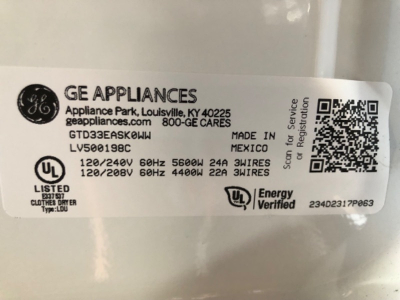 Photo 4 of **damaged**GE 7.2-cu ft Electric Dryer (White)