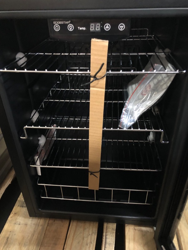 Photo 2 of EdgeStar 17-in W 80-Can Capacity Black Cabinet; Stainless Steel Door Freestanding Beverage Refrigerator with Glass Door
