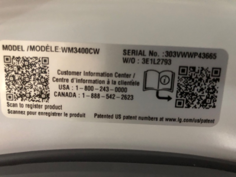 Photo 3 of [READ NOTES]
LG 4.5-cu ft High Efficiency Stackable Front-Load Washer (White) ENERGY STAR