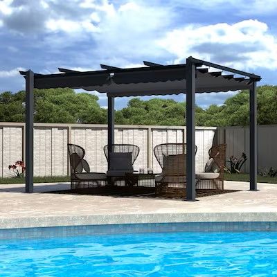 Photo 1 of VEIKOUS 10-ft W x 10-ft L x 7-ft 3-in H Gray Metal Freestanding Pergola