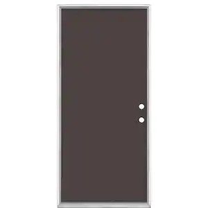 Photo 1 of 36 in. x 80 in. Flush Left Hand Inswing Willow Wood Painted Steel Prehung Front Door No Brickmold in Vinyl Frame