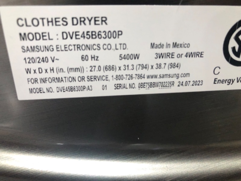 Photo 7 of [READ NOTES]
7.5 cu. ft. Smart Electric Dryer with Steam Sanitize+ in Platinum