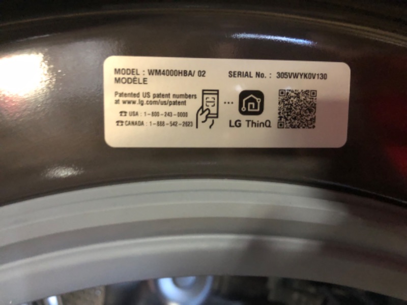 Photo 11 of *LIKE NEW* 4.5 cu. ft. Ultra Large Capacity Smart wi-fi Enabled Front Load Washer with TurboWash™ 360° and Built-In Intelligence MODEL #: WM4000HBA SERIAL #: 305WYK0V130