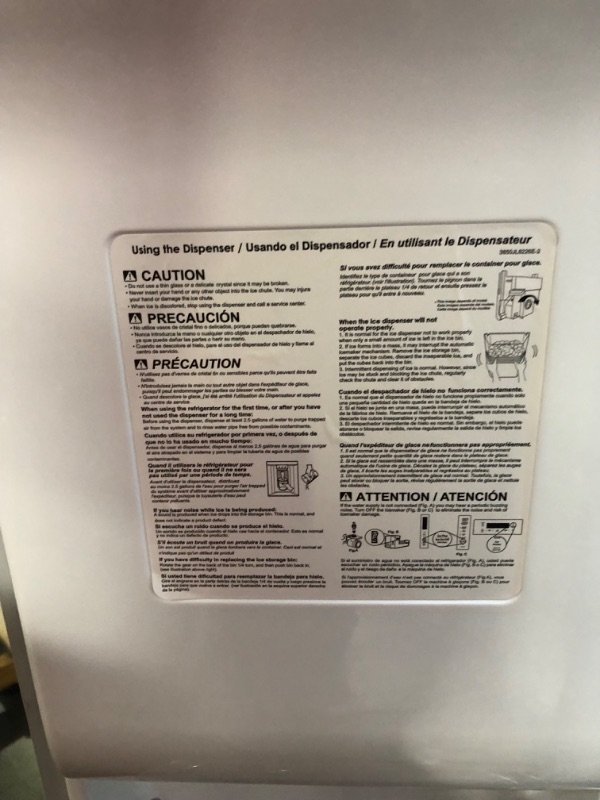 Photo 23 of 27 cu. ft. Side-by-Side Refrigerator with Smooth Touch Ice Dispenser MODEL #: LRSXS2706V SERIAL #: 212MRQKK0R860