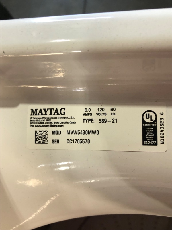 Photo 12 of MAYTAG TOP LOAD WASHER WITH EXTRA POWER - 4.8 CU. FT.
