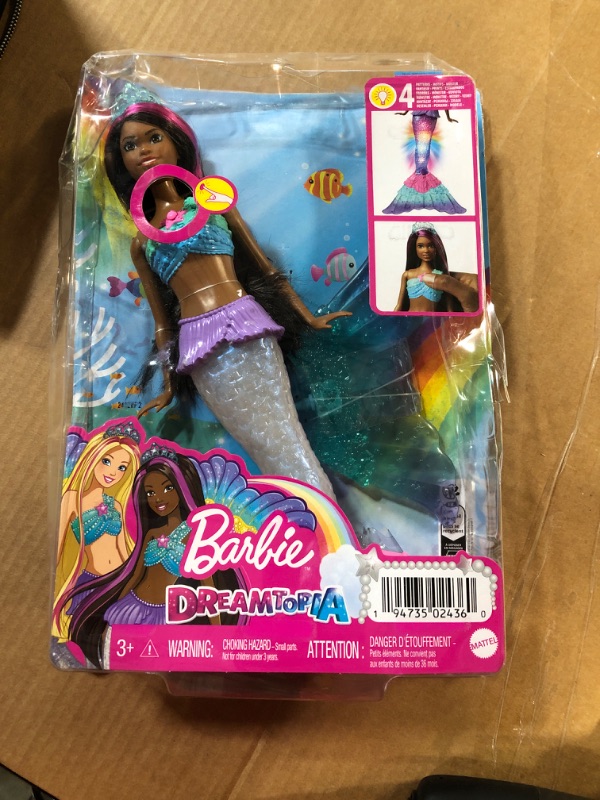 Photo 2 of Barbie Dreamtopia Doll, Mermaid Toy with Water-Activated Light-Up Tail, Purple-Streaked Hair & 4 Colorful Light Shows Modern Multicolor