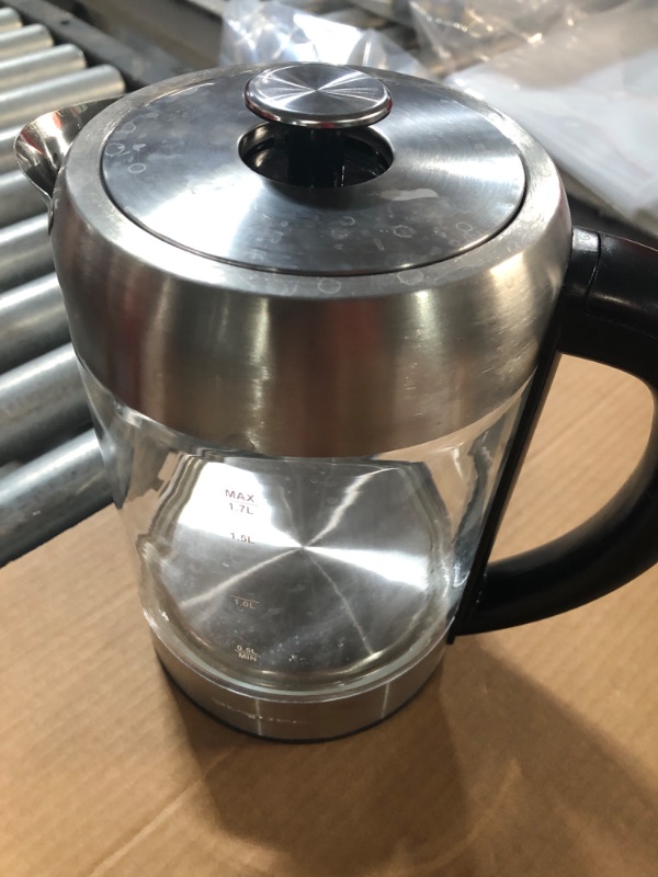 Photo 7 of ***DAMAGED - SEE NOTES***
7-Cup 1.7 l Silver Glass Electric Kettle with ProntoFill Technology-Fill Up with Lid On