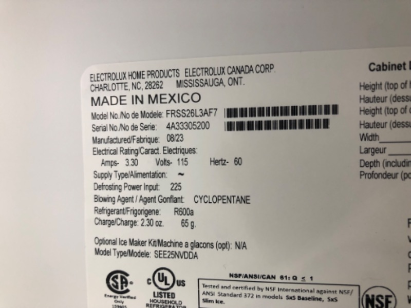 Photo 1 of Frigidaire 25.6-cu ft Side-by-Side Refrigerator with Ice Maker (Fingerprint Resistant Stainless Steel) ENERGY STAR