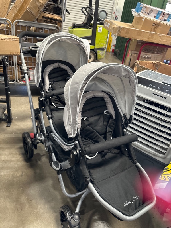 Photo 3 of Dream On Me, Track Tandem Stroller- Face to Face Edition in Light Grey, Gray