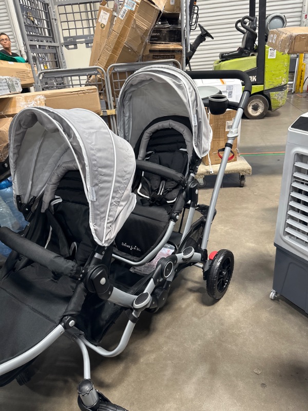 Photo 4 of Dream On Me, Track Tandem Stroller- Face to Face Edition in Light Grey, Gray