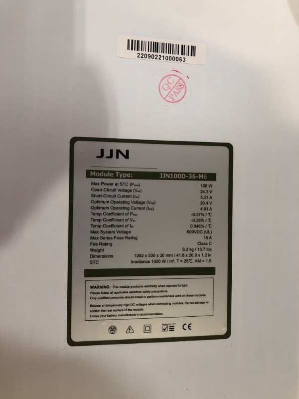 Photo 3 of (used, SEE NOTES)JJN 200 Watt Solar Panel 2 Pack of 100 Watt Solar Panels kit with 1100w Power Inverter