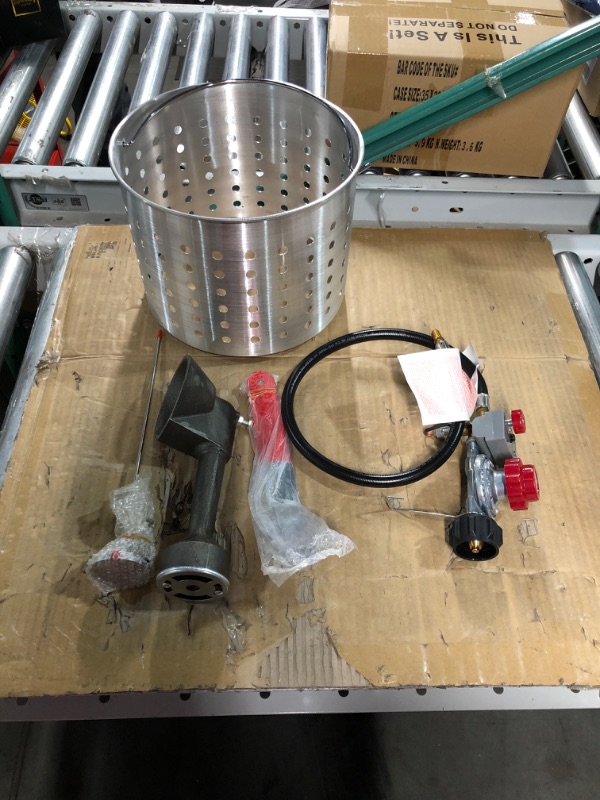 Photo 3 of (Missing parts, see notes) Portable Propane Outdoor Deep Frying/Boiling Package with 2 Aluminum Pots & WKA2 20" Chrome-Plated Skimmer with 6" Bowl, OS, Multi Package + Skimmer