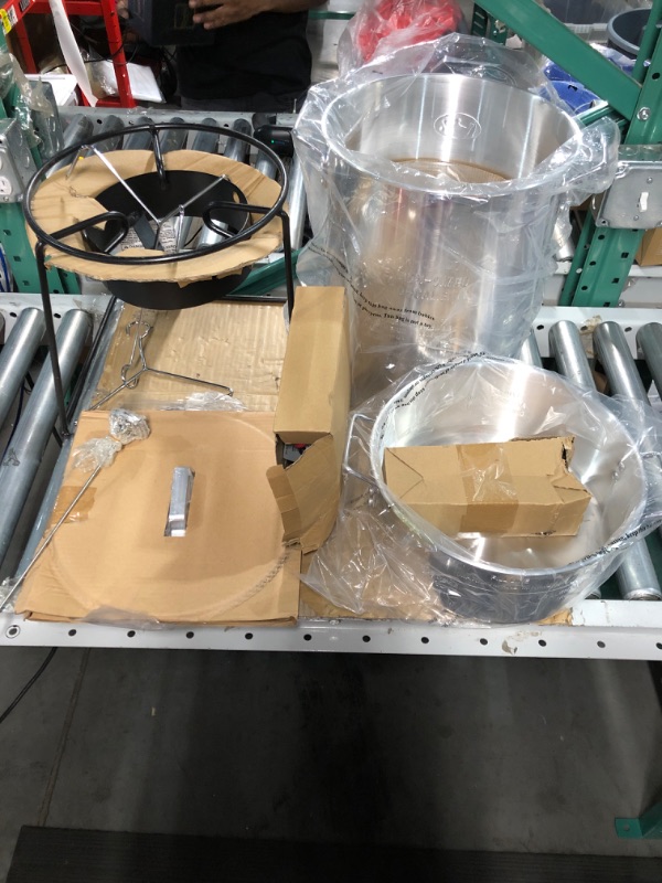 Photo 2 of (Missing parts, see notes) Portable Propane Outdoor Deep Frying/Boiling Package with 2 Aluminum Pots & WKA2 20" Chrome-Plated Skimmer with 6" Bowl, OS, Multi Package + Skimmer