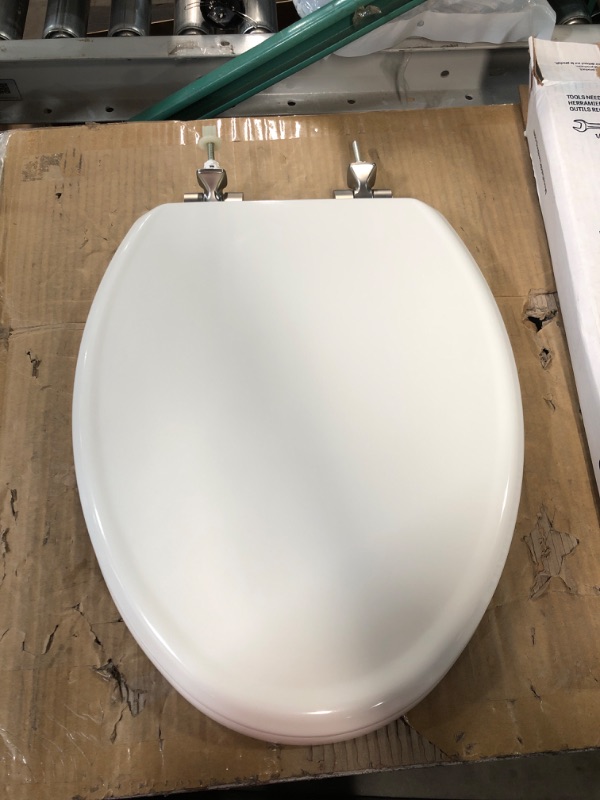 Photo 3 of (used - See notes) Mansfield Wood White Elongated Soft Close Toilet Seat