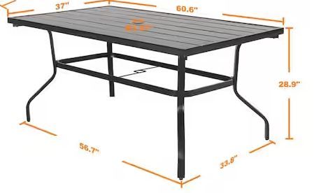 Photo 8 of (Damaged - see notes) Rust-Free Metal Outdoor Patio Dining Table 