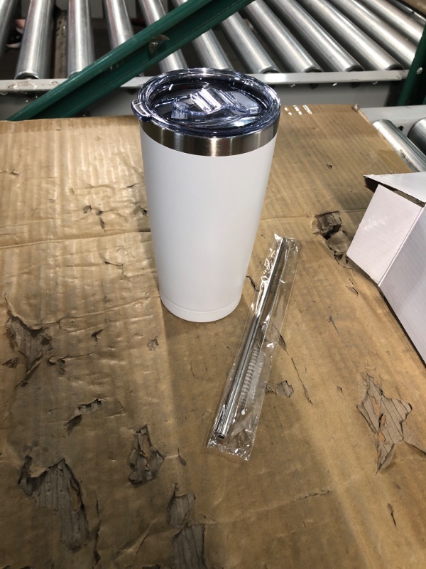 Photo 2 of (BUNDLE) 20x  20oz Stainless Steel Tumbler Splash Lid for Straw (White)