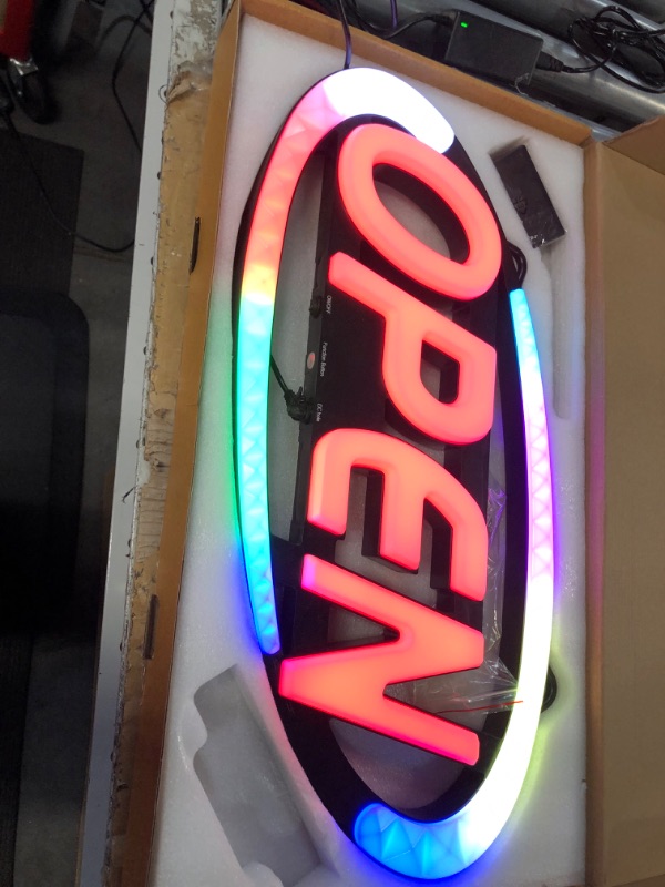 Photo 3 of AMEVRGTHS Neon Open Sign for Business Open Neon Light, 24''×12'', 