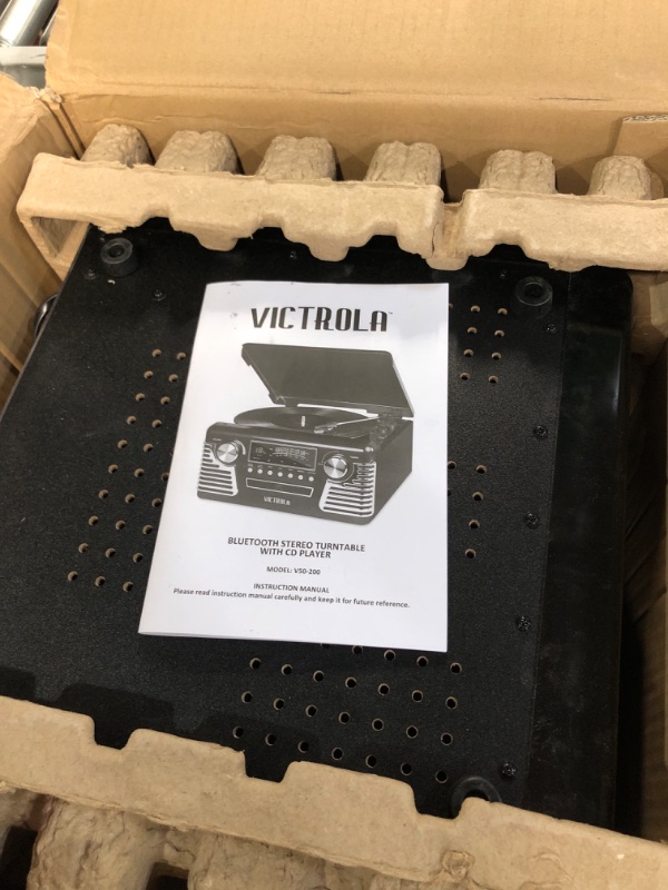 Photo 3 of Victrola 50's Retro Bluetooth Record Player & Multimedia Center with Built-in Speakers - 3-Speed Turntable, CD Player, AM/FM Radio | Vinyl to MP3 Recording | Wireless Music Streaming | Black Black Record Player