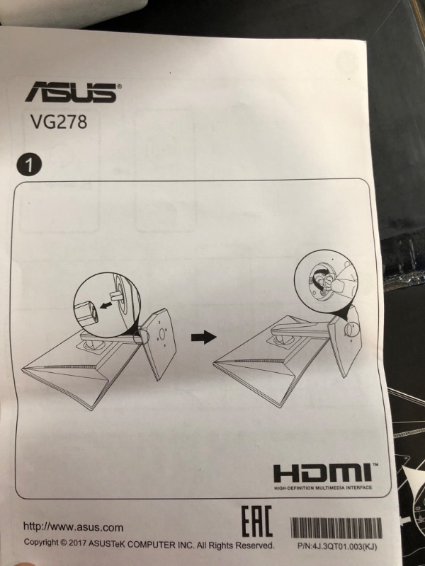 Photo 2 of ASUS VG278QR 27” Gaming Monitor, 1080P Full HD