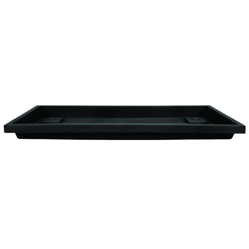 Photo 2 of 24" Plastic Rectangular Venetian Flower Box Saucer - The HC Companies 6.75"x23.5"x1.38" in Black Color